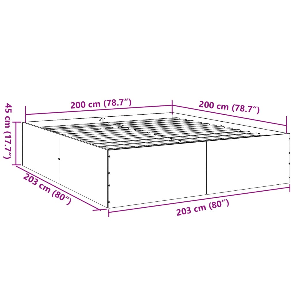 vidaXL Rám postele černý 200 x 200 cm kompozitní dřevo