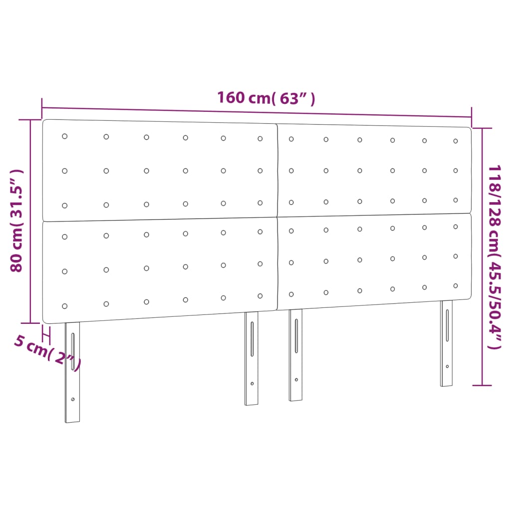 vidaXL Čelo postele s LED černé 160x5x118/128 cm textil