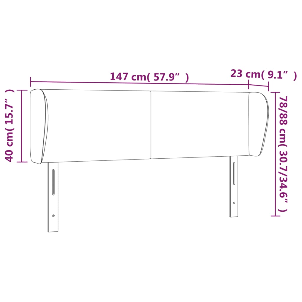 vidaXL Čelo postele typu ušák světle šedé 147x23x78/88 cm samet