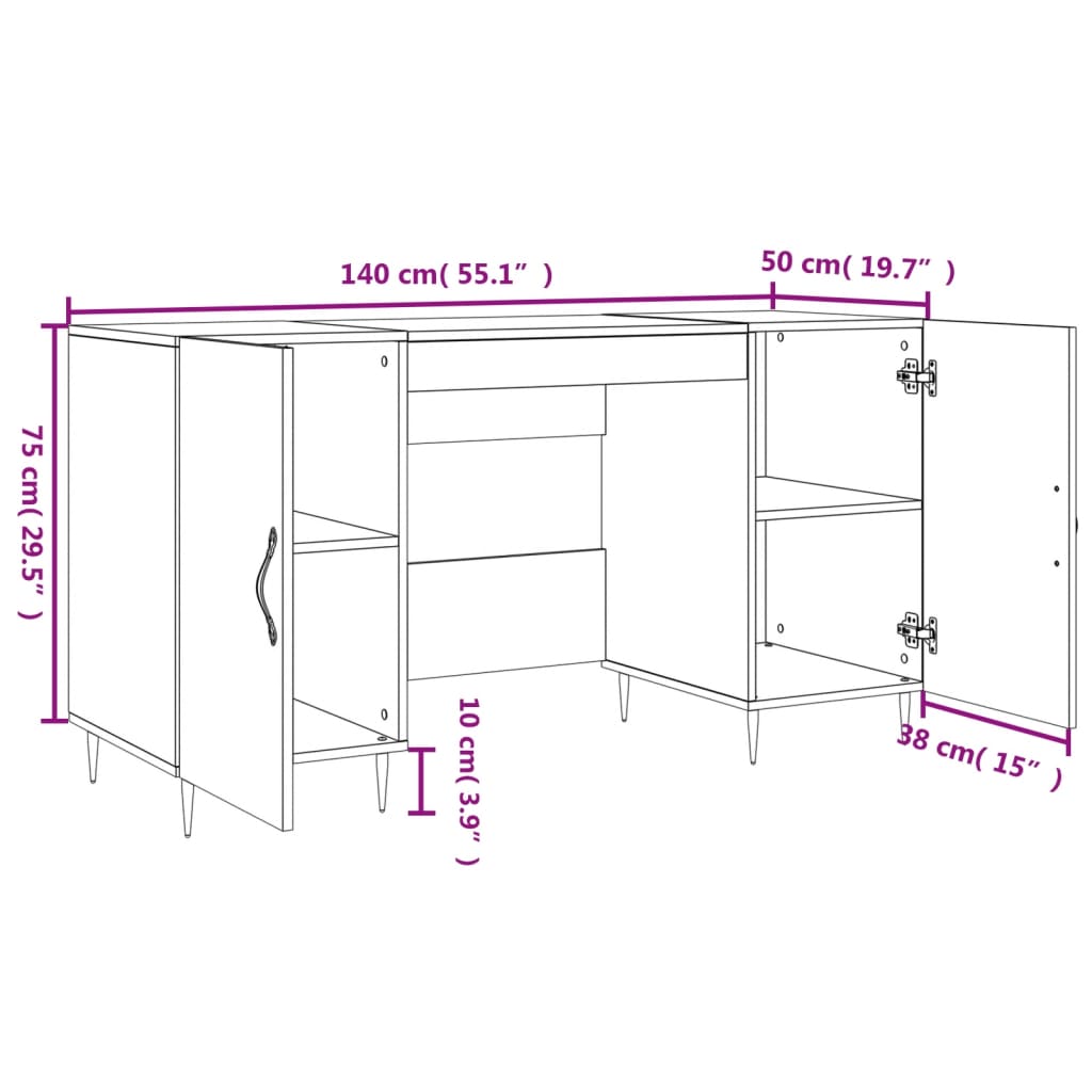 vidaXL Psací stůl černý 140 x 50 x 75 cm kompozitní dřevo