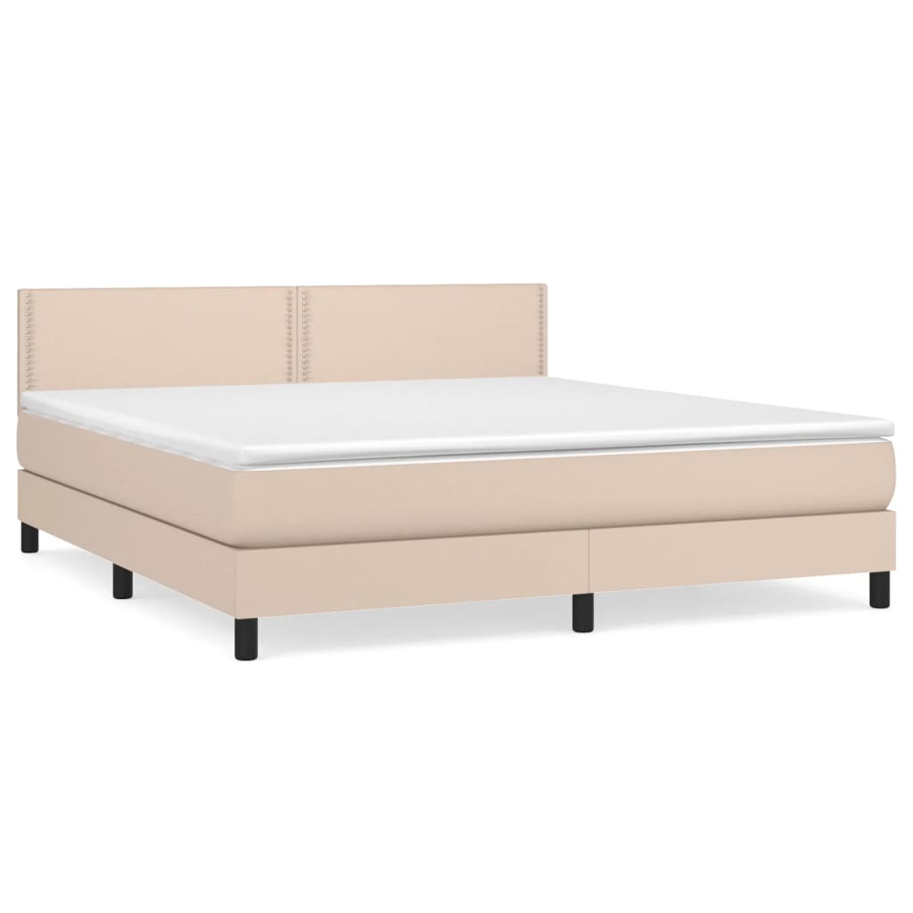 vidaXL Box spring postel s matrací cappuccino 180 x 200 cm umělá kůže