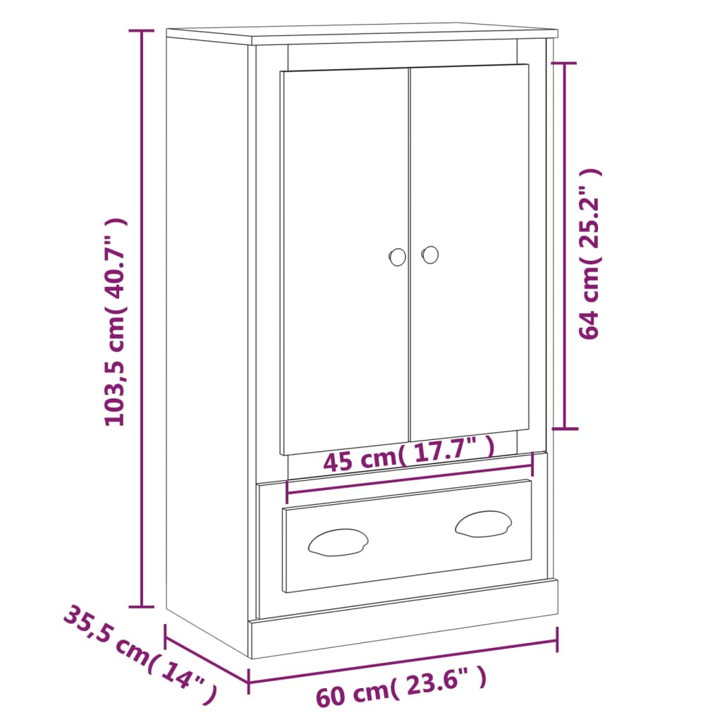 vidaXL Skříň highboard šedá sonoma 60 x 35,5 x 103,5 kompozitní dřevo