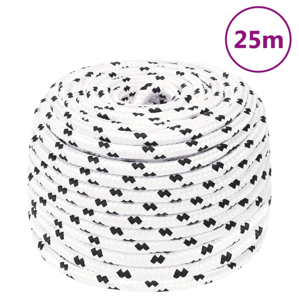 vidaXL Splétané lodní lano bílé 8 mm x 25 m polyester