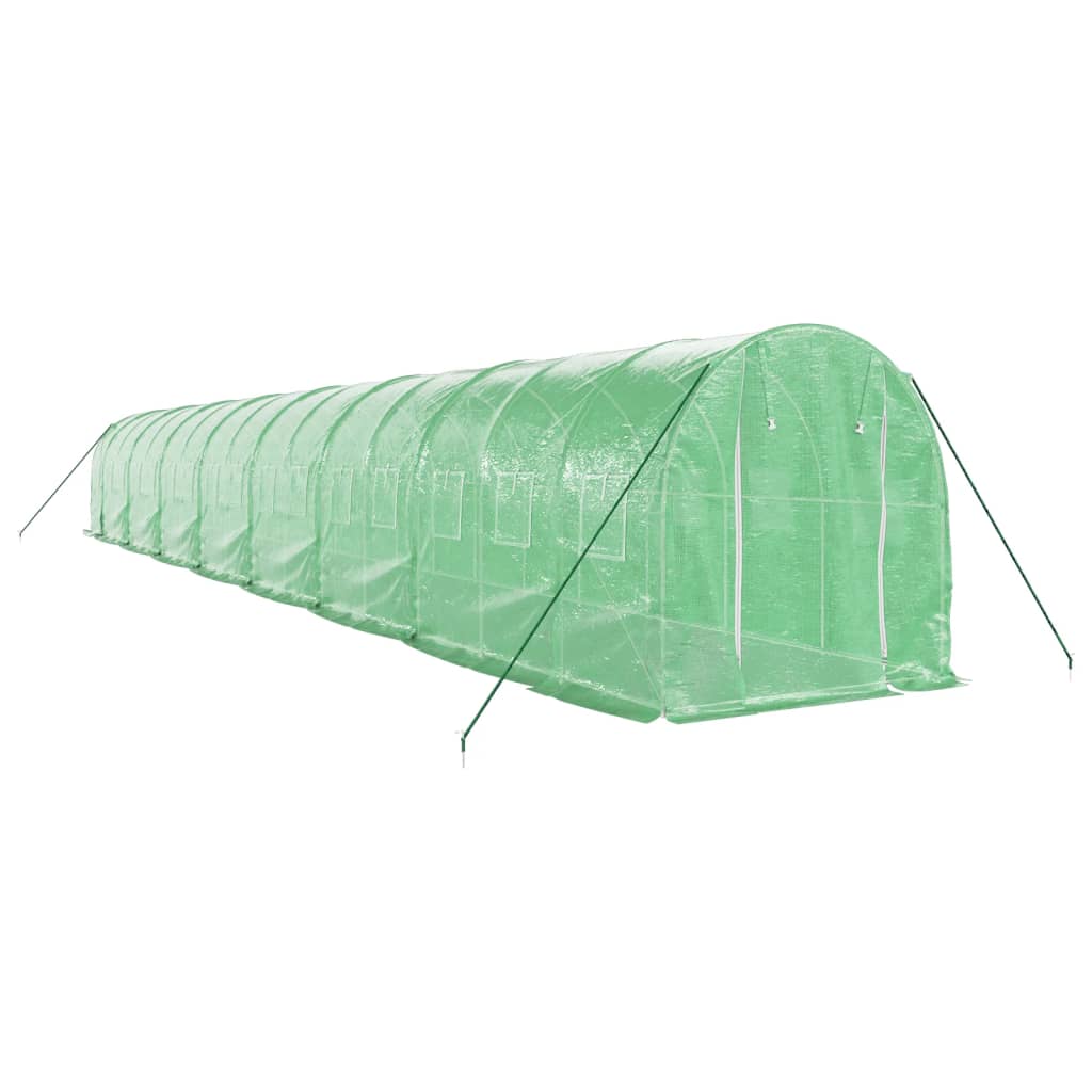 vidaXL Skleník s ocelovým rámem zelený 32 m² 16 x 2 x 2 m