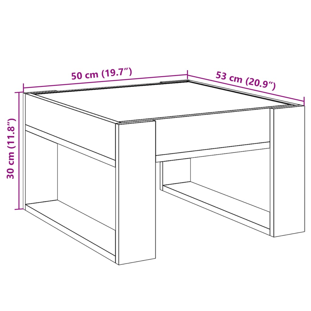 vidaXL Konferenční stolek s Infinity LED šedý sonoma 50 x 53 x 30 cm