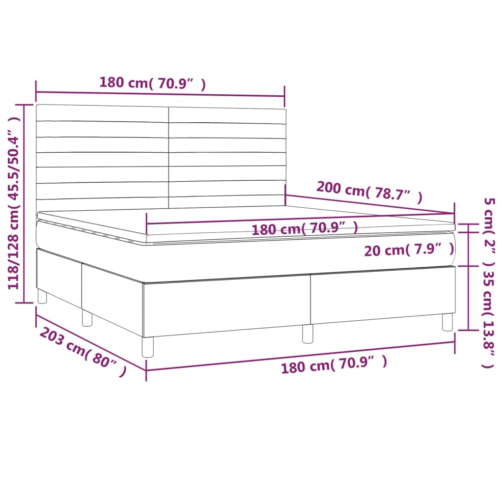 vidaXL Box spring postel s matrací světle šedá 180x200 cm samet