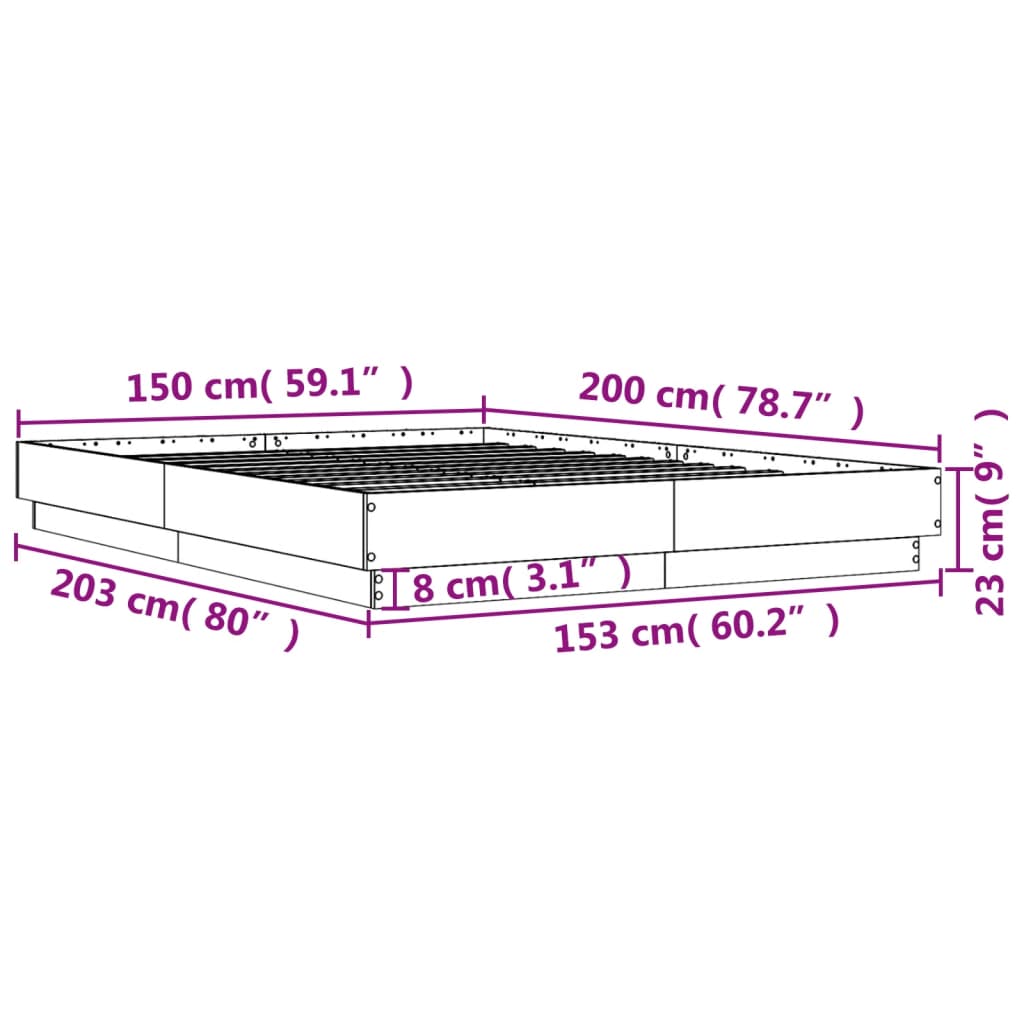 vidaXL Rám postele hnědý dub 150 x 200 cm kompozitní dřevo