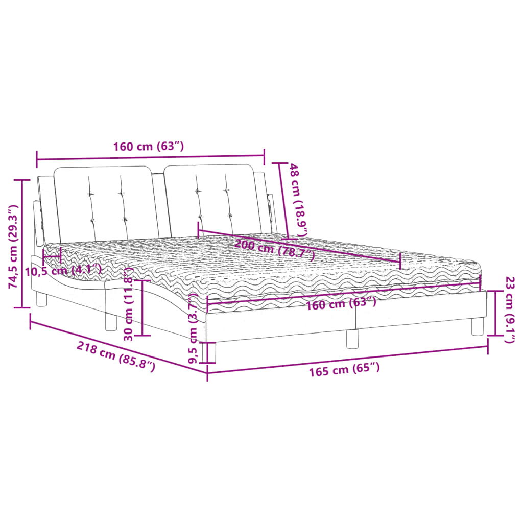 vidaXL Postel s matrací hnědá 160 x 200 cm umělá kůže