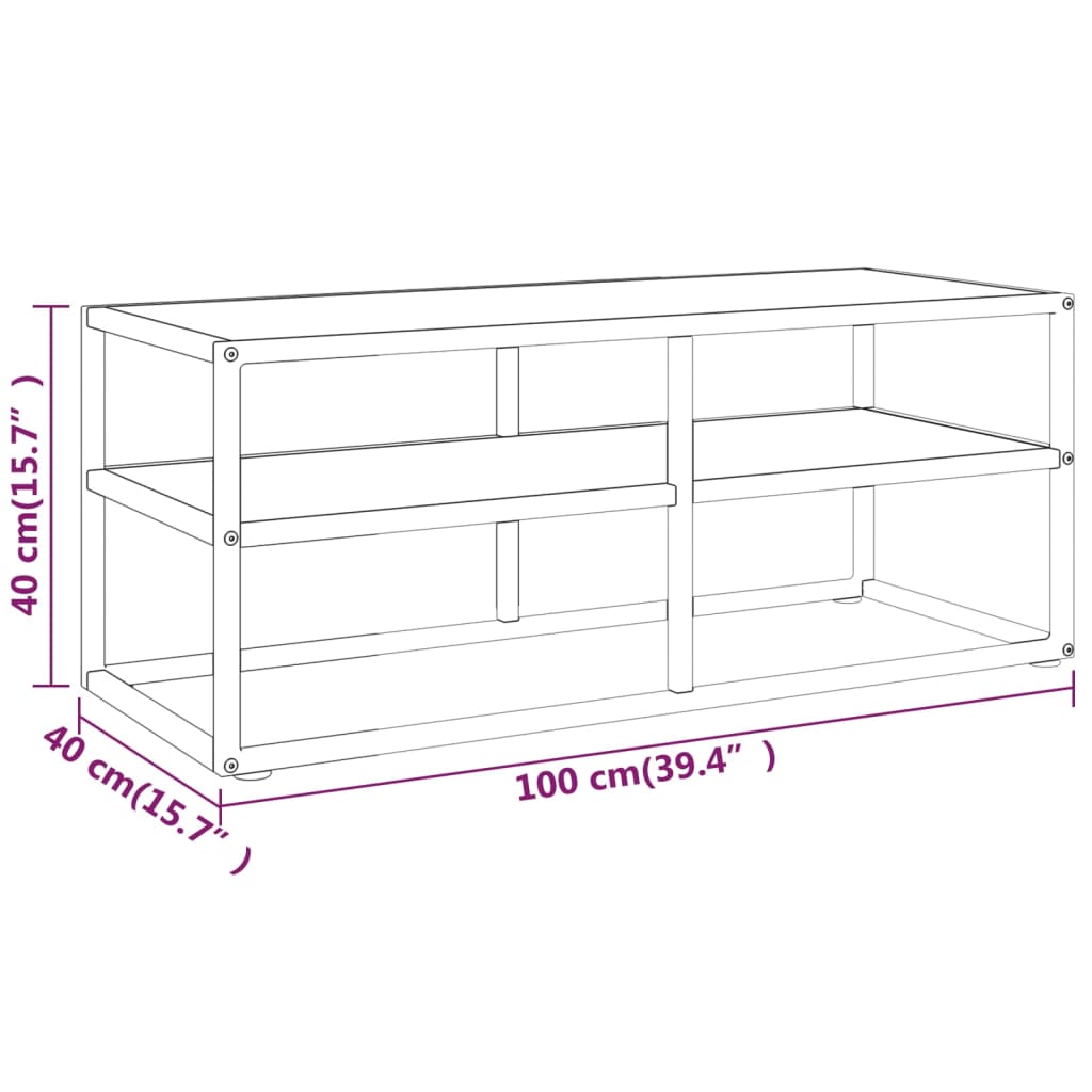 vidaXL TV stolek černý s bílým mramorovým sklem 100 x 40 x 40 cm