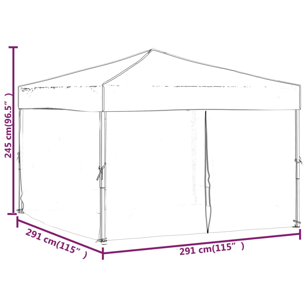 vidaXL Skládací party stan s bočními stěnami antracitový 3 x 3 m