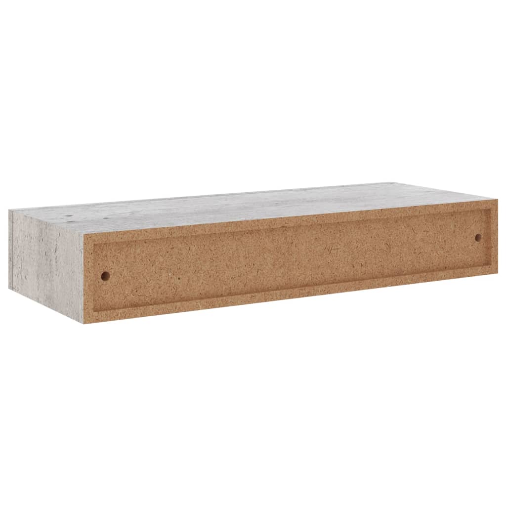 vidaXL Nástěnné police se zásuvkou 2 ks betonově šedé 60x23,5x10cm MDF