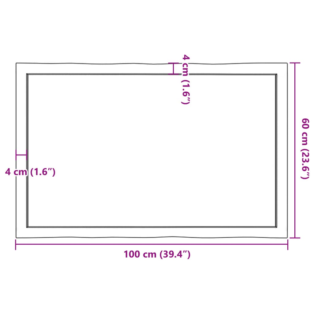 vidaXL Stolní deska 100x60x(2-4)cm neošetřený masivní dřevo živá hrana