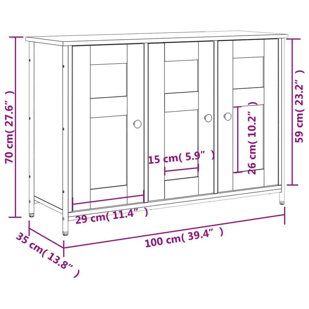 vidaXL Příborník hnědý dub 100 x 35 x 70 cm kompozitní dřevo