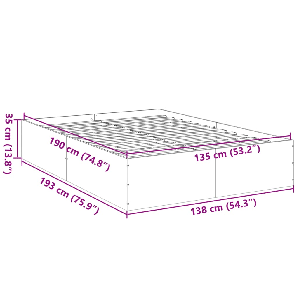 vidaXL Rám postele černý 135 x 190 cm kompozitní dřevo