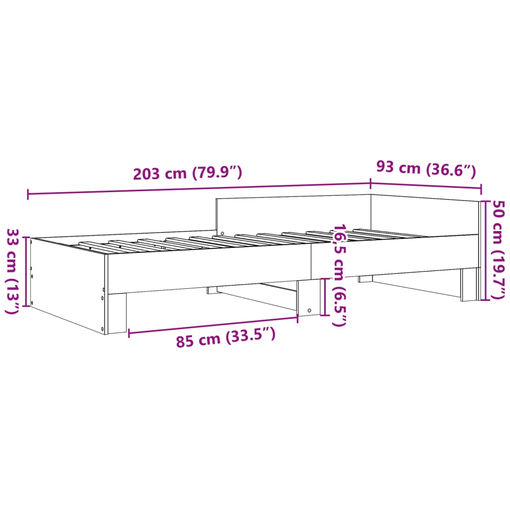 vidaXL Rám postele bez matrace dub sonoma 90 x 200 cm kompozitní dřevo