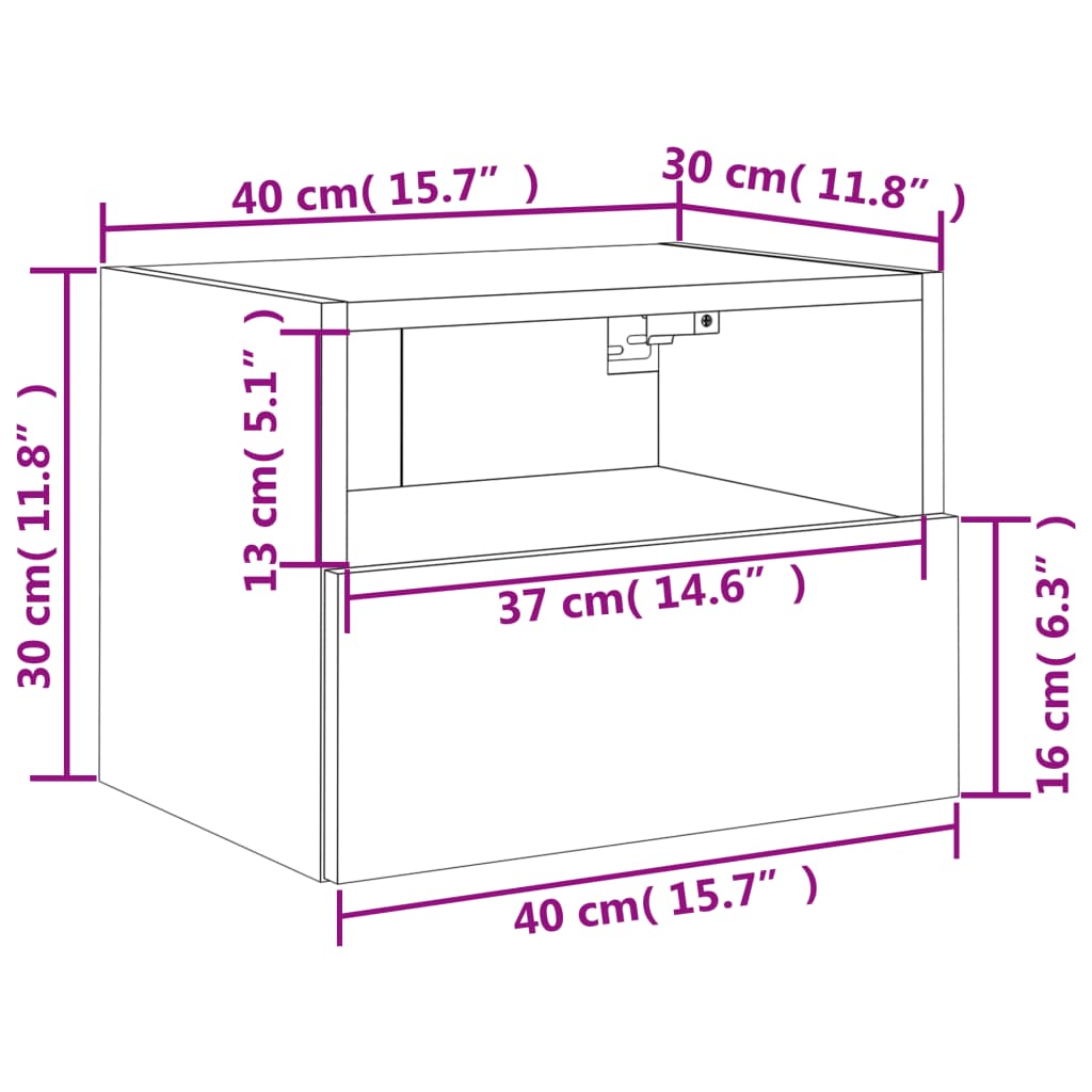 vidaXL Nástěnné TV skříňky 2 ks černé 40 x 30 x 30 cm kompozitní dřevo