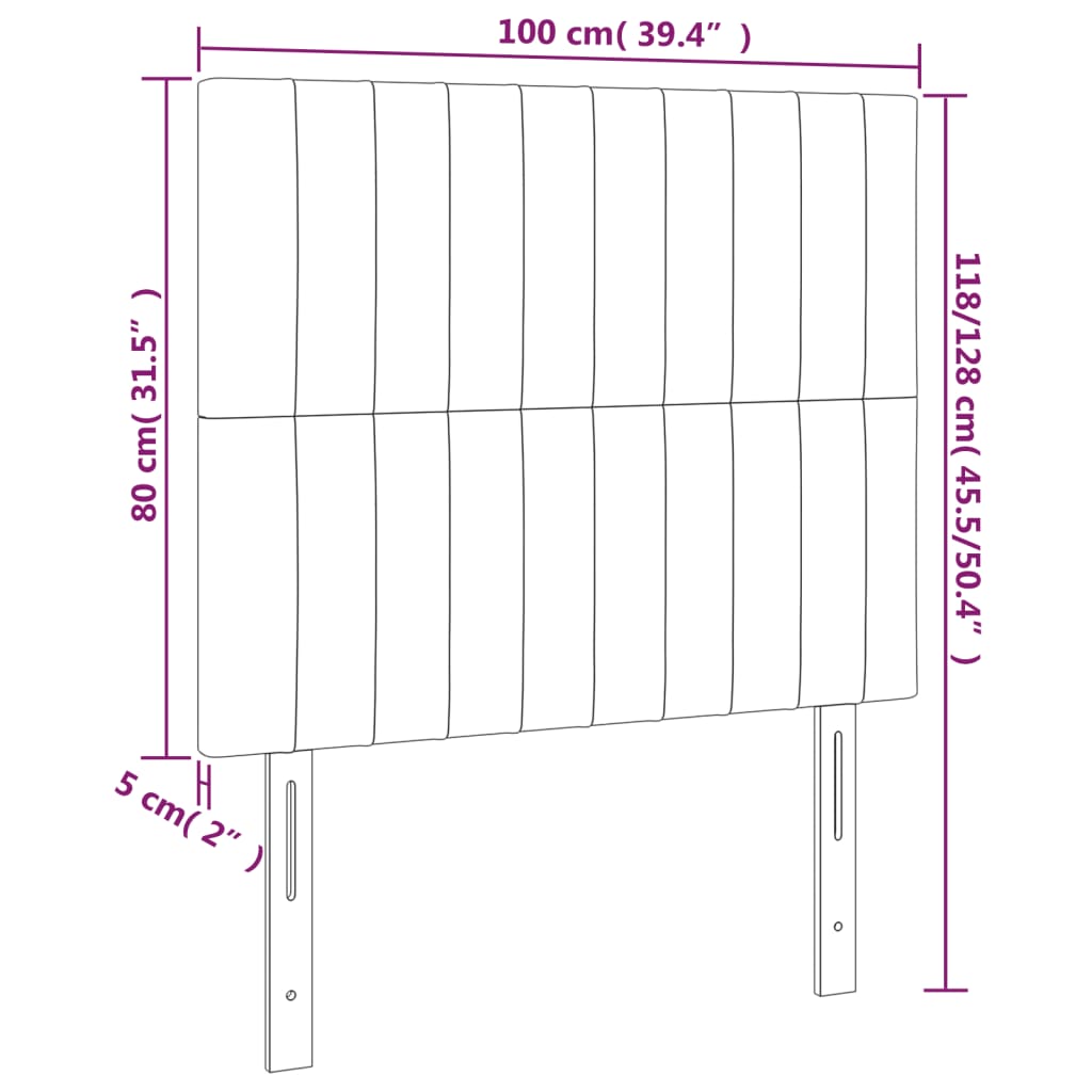 vidaXL Čelo postele s LED světle šedé 100x5x118/128 cm samet