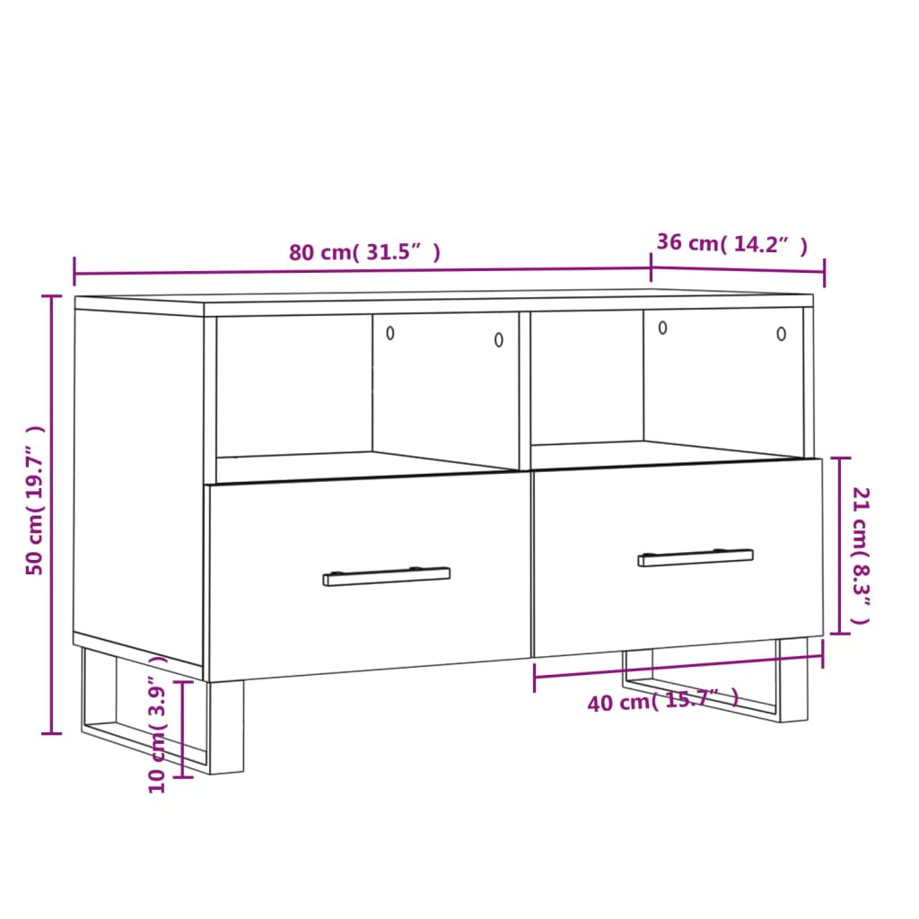 vidaXL TV skříňka černá 80 x 36 x 50 cm kompozitní dřevo