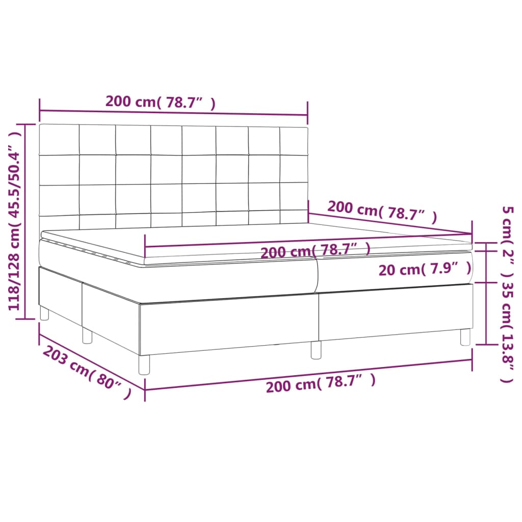 vidaXL Box spring postel s matrací černá 200x200 cm samet