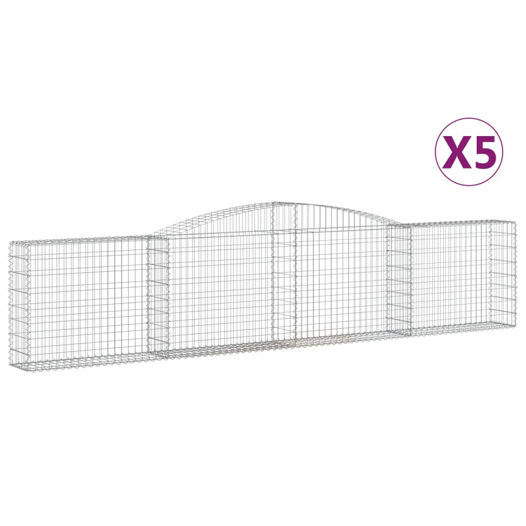 vidaXL Klenuté gabionové koše 5 ks 400x30x80/100 cm pozinkované železo