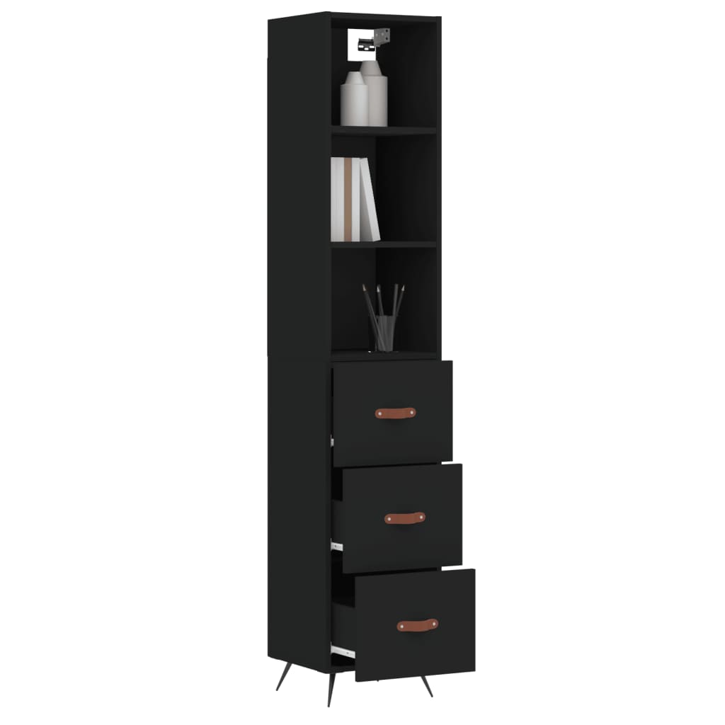 vidaXL Skříň highboard černá 34,5 x 34 x 180 cm kompozitní dřevo