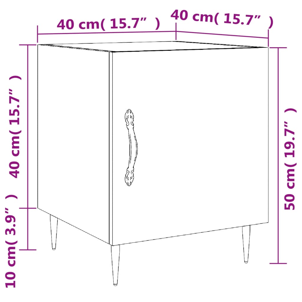 vidaXL Noční stolky 2 ks černé 40 x 40 x 50 cm kompozitní dřevo