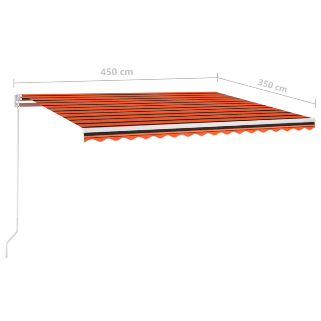 vidaXL Ručně zatahovací markýza 450 x 350 cm oranžovo-hnědá