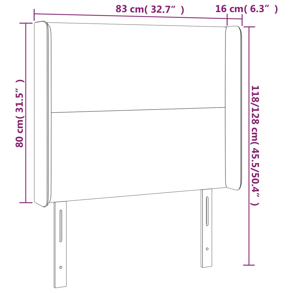 vidaXL Čelo postele typu ušák tmavě modrá 83x16x118/128 cm samet