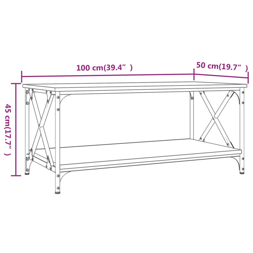 vidaXL Konferenční stolek černý 100x50x45 cm kompozitní dřevo a železo