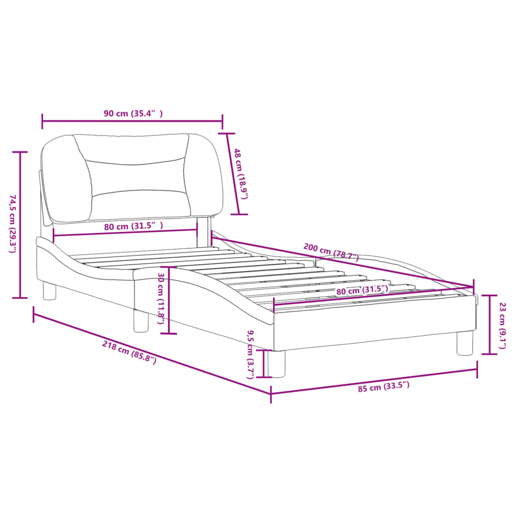 vidaXL Rám postele s čelem cappuccino 80 x 200 cm umělá kůže