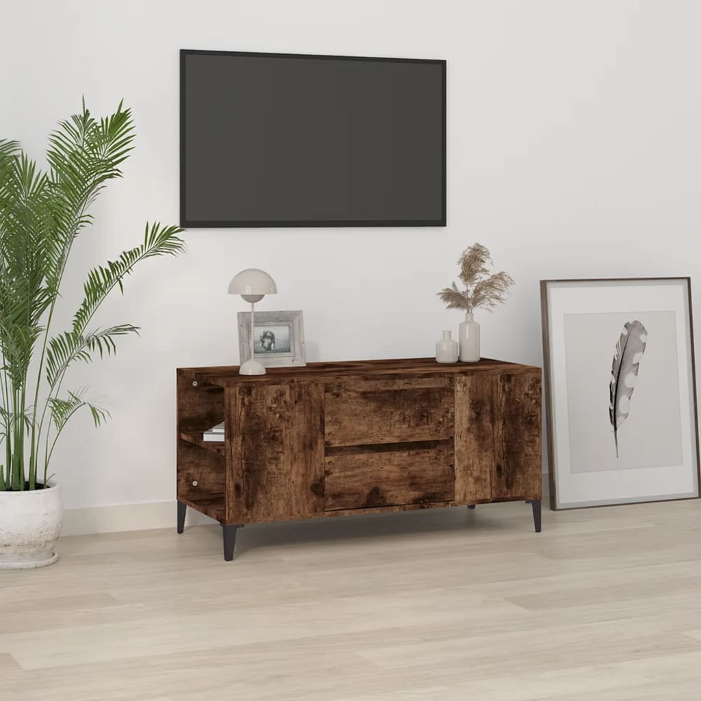 vidaXL TV skříňka kouřový dub 102x44,5x50 cm kompozitní dřevo