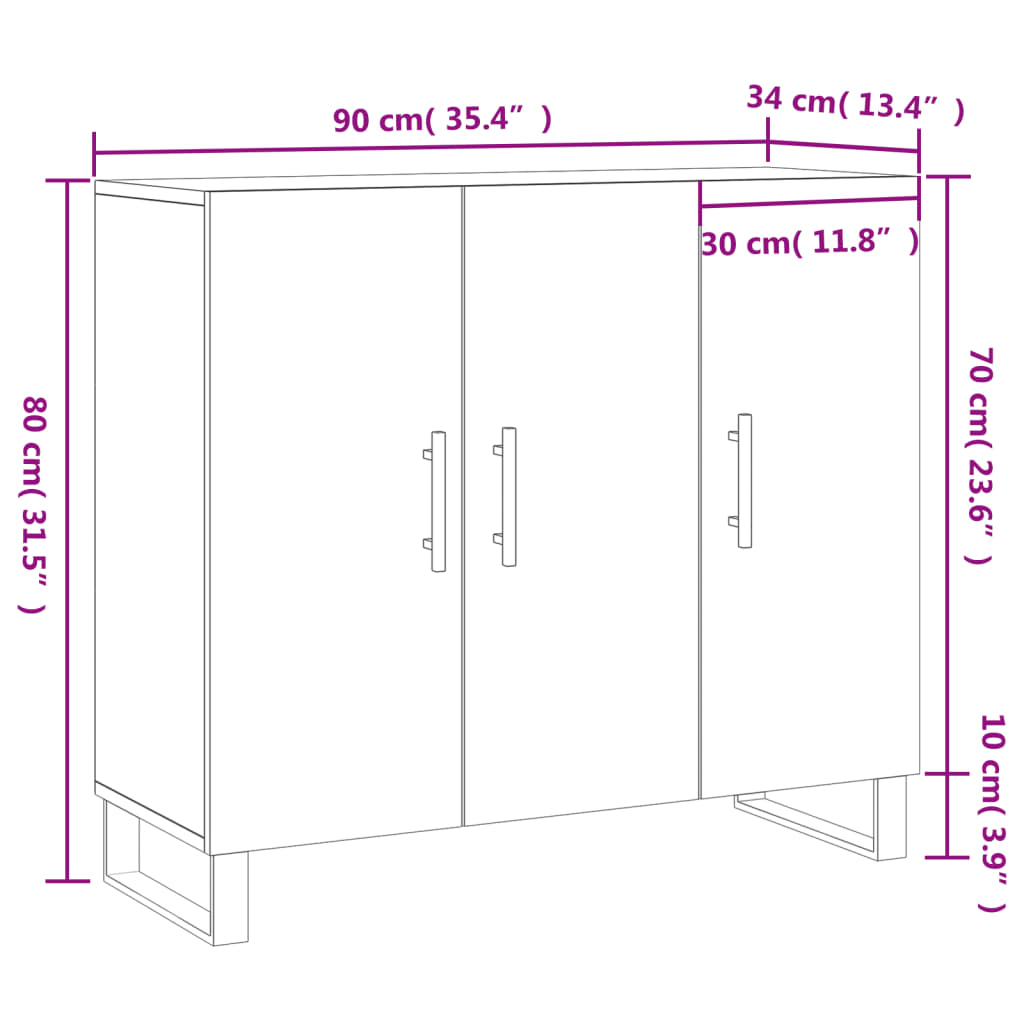 vidaXL Příborník hnědý dub 90 x 34 x 80 cm kompozitní dřevo