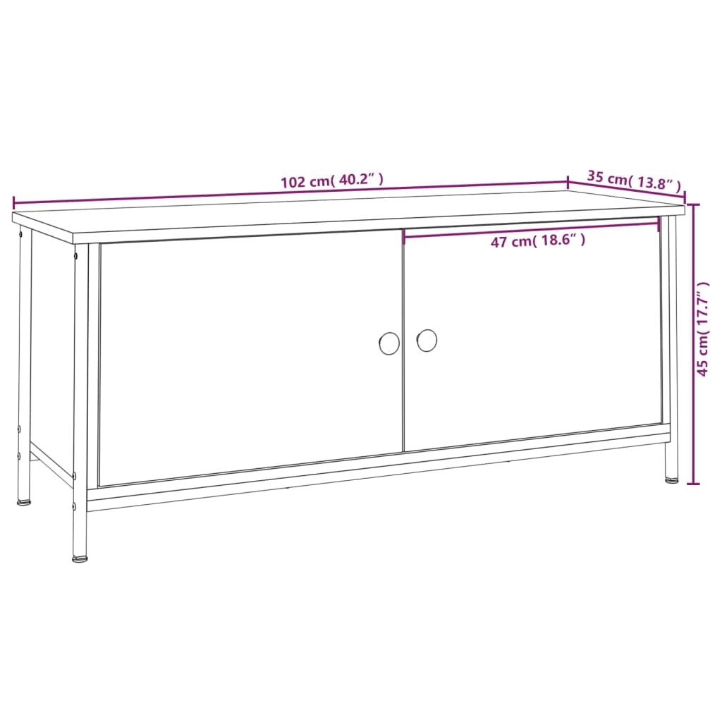 vidaXL TV skříňka s dvířky černá 102 x 35 x 45 cm kompozitní dřevo