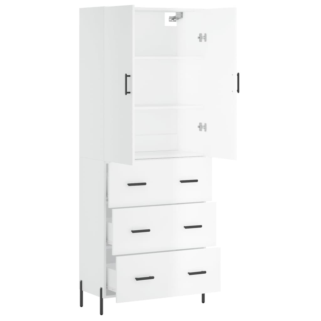 vidaXL Skříň highboard lesklá bílá 69,5 x 34 x 180 cm kompozitní dřevo