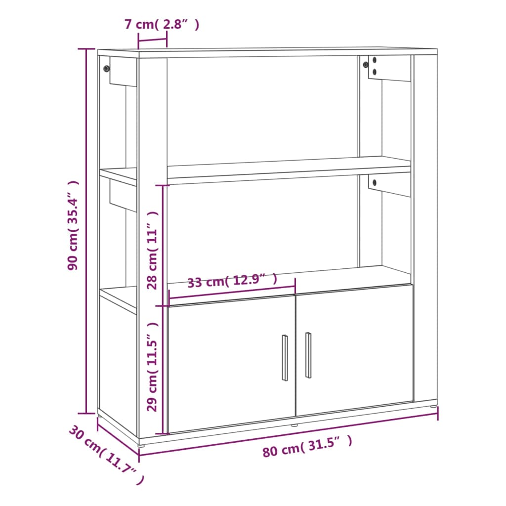 vidaXL Příborník dub sonoma 80x30x90 cm kompozitní dřevo