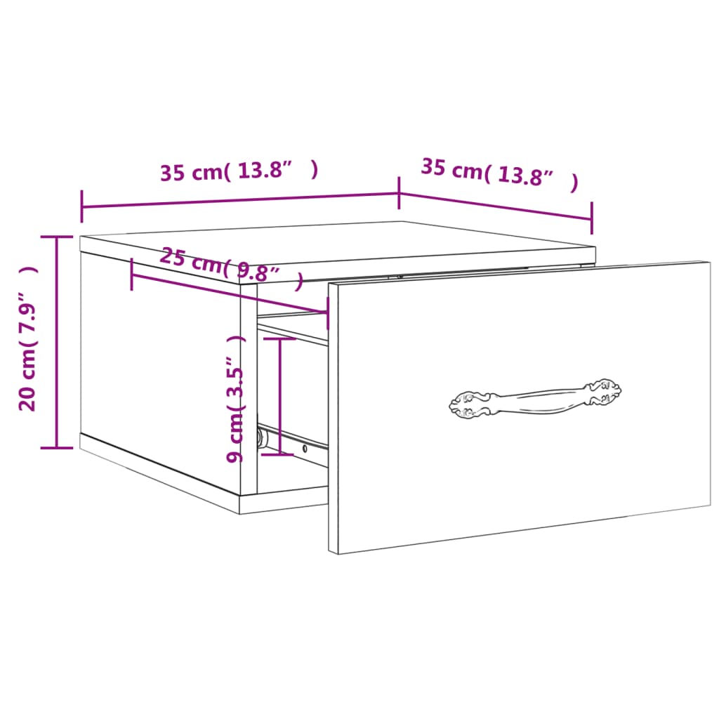 vidaXL Nástěnné noční stolky 2 ks bílé s vysokým leskem 35x35x20 cm