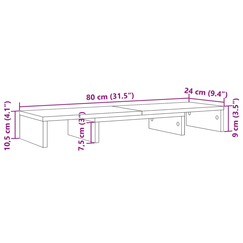 vidaXL Stojan na monitor old wood 80x24x10,5 cm kompozitní dřevo