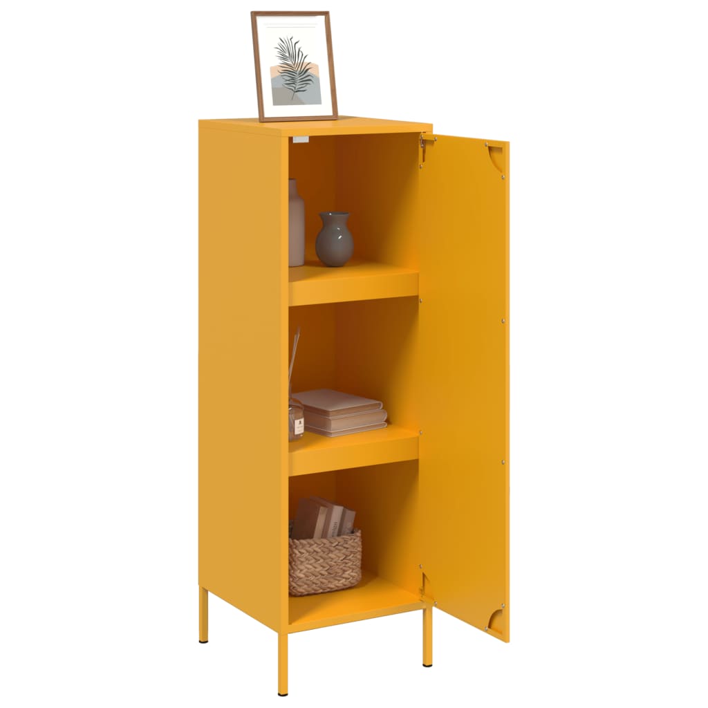 vidaXL Skříň highboard hořčicově žlutá 36 x 39 x 113 cm ocel