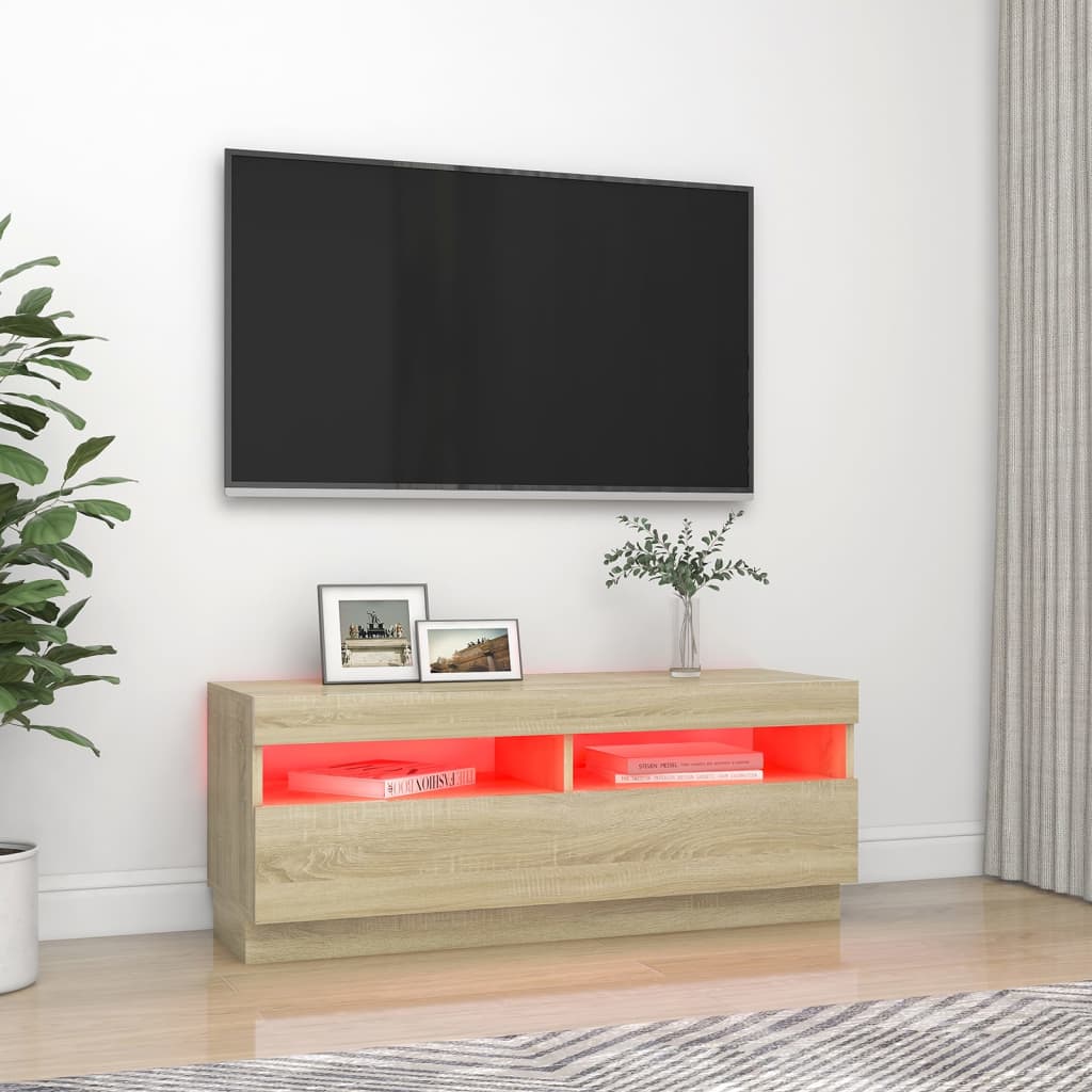 vidaXL TV skříňka s LED osvětlením dub sonoma 100 x 35 x 40 cm