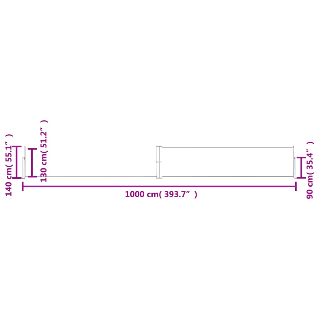 vidaXL Zatahovací boční markýza modrá 140 x 1 000 cm