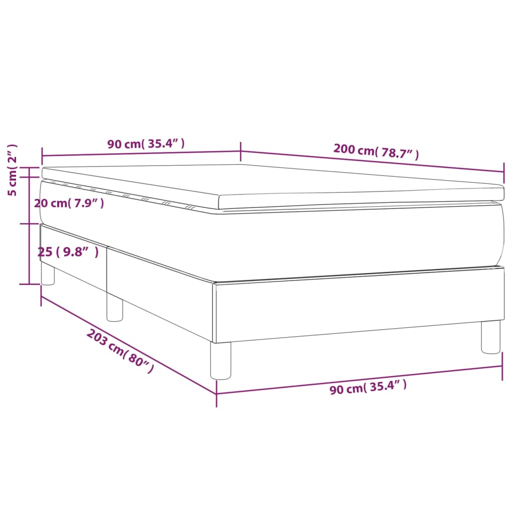 vidaXL Box spring postel s matrací krémová 90x200 cm textil