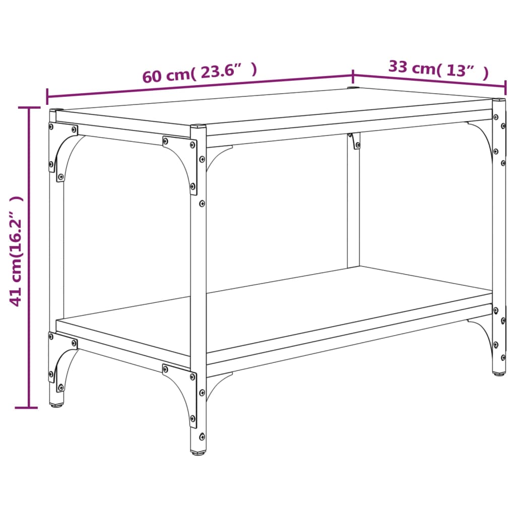 vidaXL TV skříňka hnědý dub 60 x 33 x 41 cm kompozitní dřevo a ocel