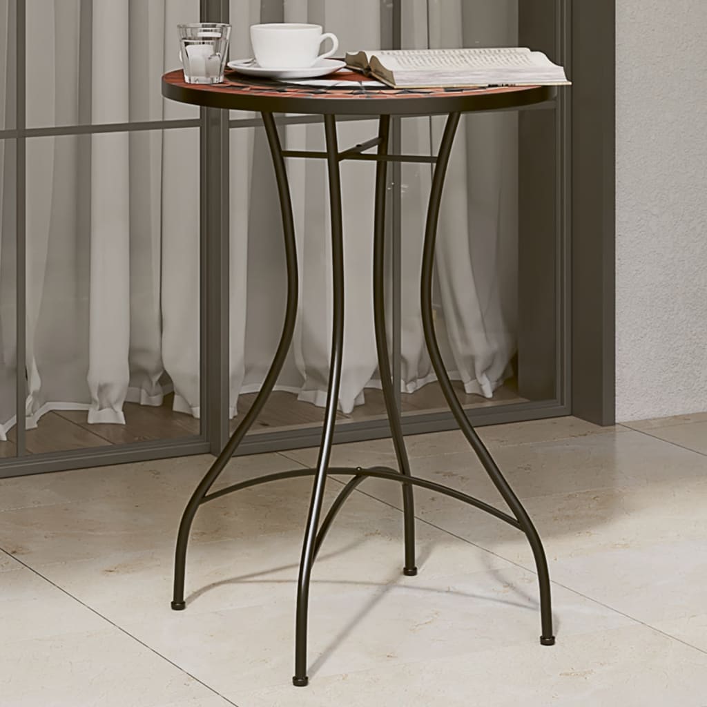 vidaXL Mozaikový bistro stolek terakotový a bílý Ø 50 x 70 cm keramika