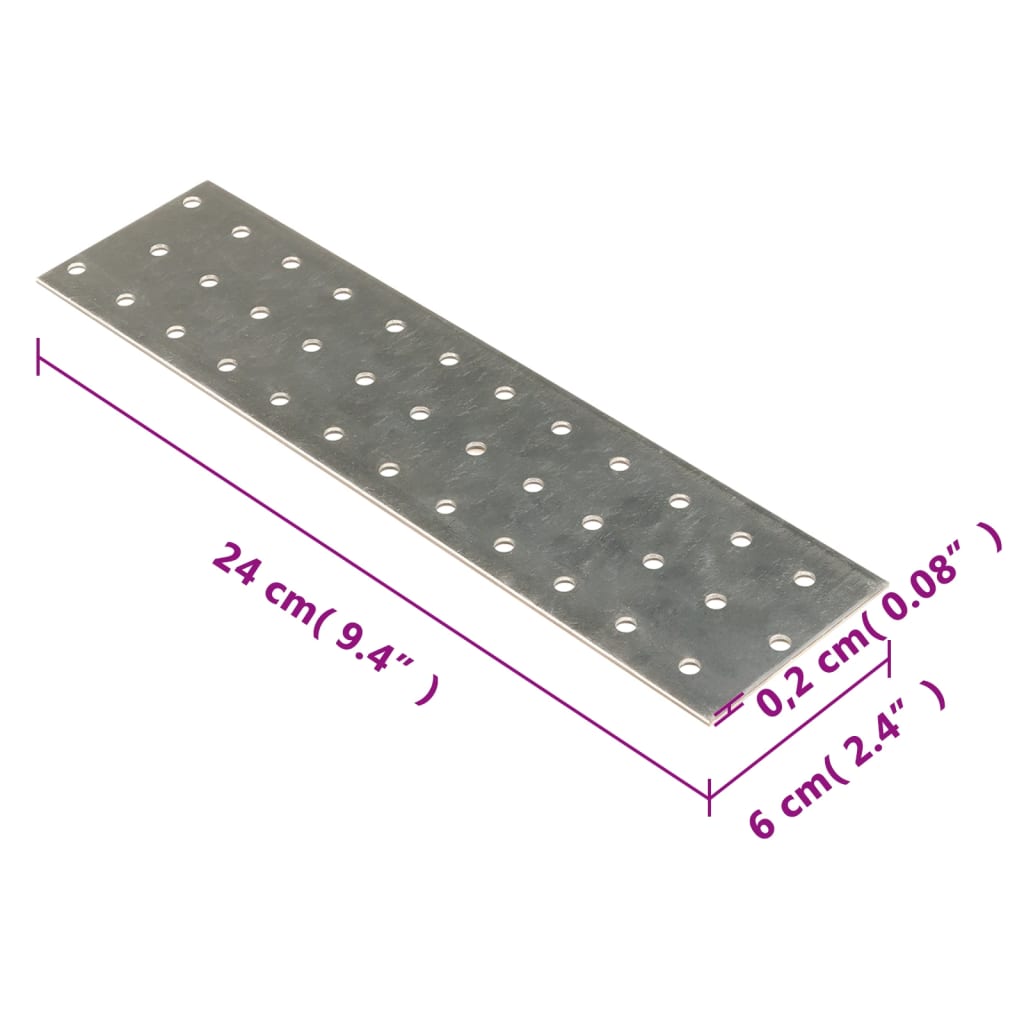 vidaXL Perforované destičky 40 ks 2 mm 240 x 60 mm pozinkovaná ocel