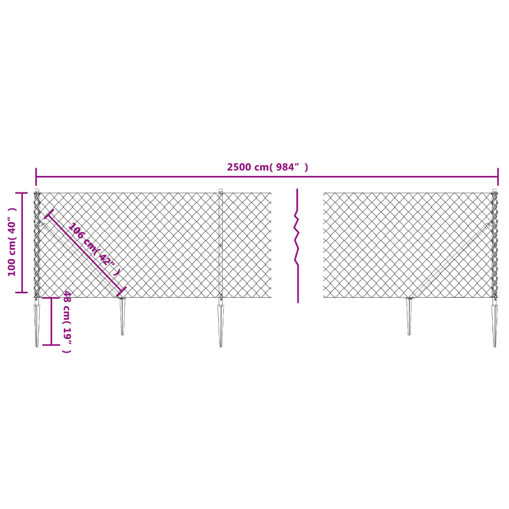 vidaXL Drátěné pletivo s kotevními hroty zelené 1 x 25 m