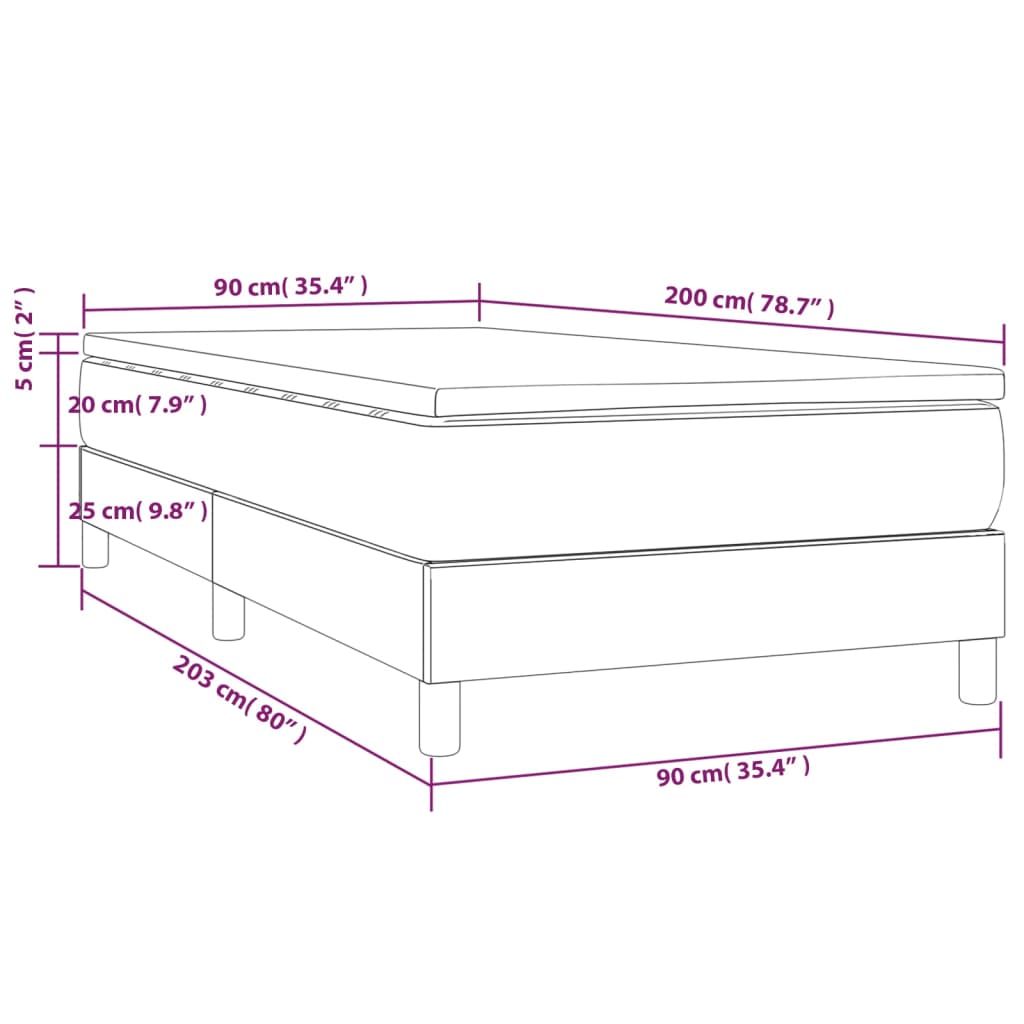 vidaXL Box spring postel s matrací modrá 90x200 cm textil