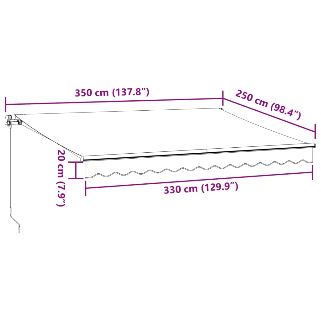 vidaXL Ručně zatahovací markýza antracitová a bílá 350 x 250 cm