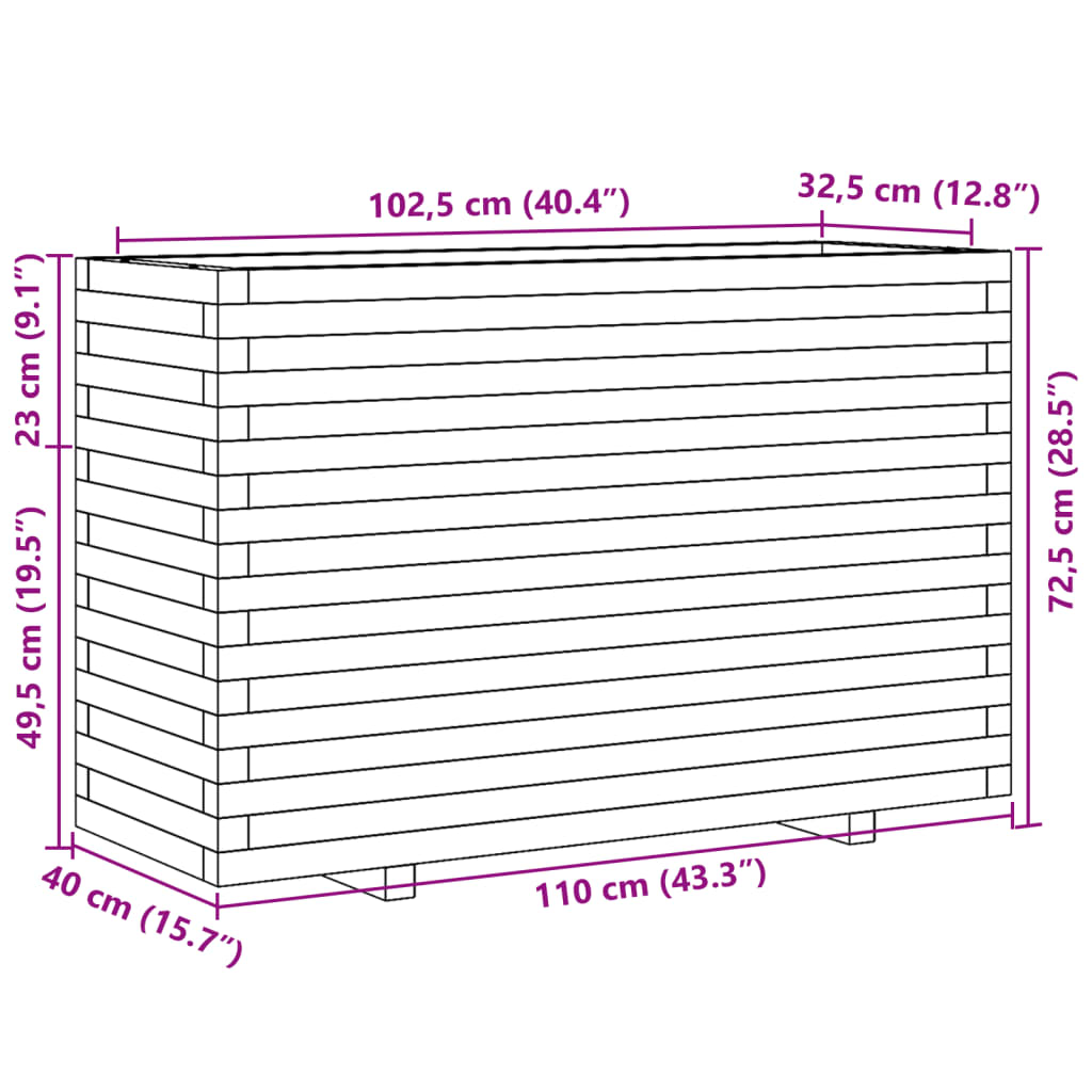 vidaXL Zahradní truhlík 110 x 40 x 72,5 cm impregnované borové dřevo