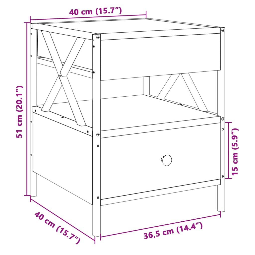 vidaXL Konferenční stolek s Infinity LED kouřový dub 40 x 40 x 51 cm