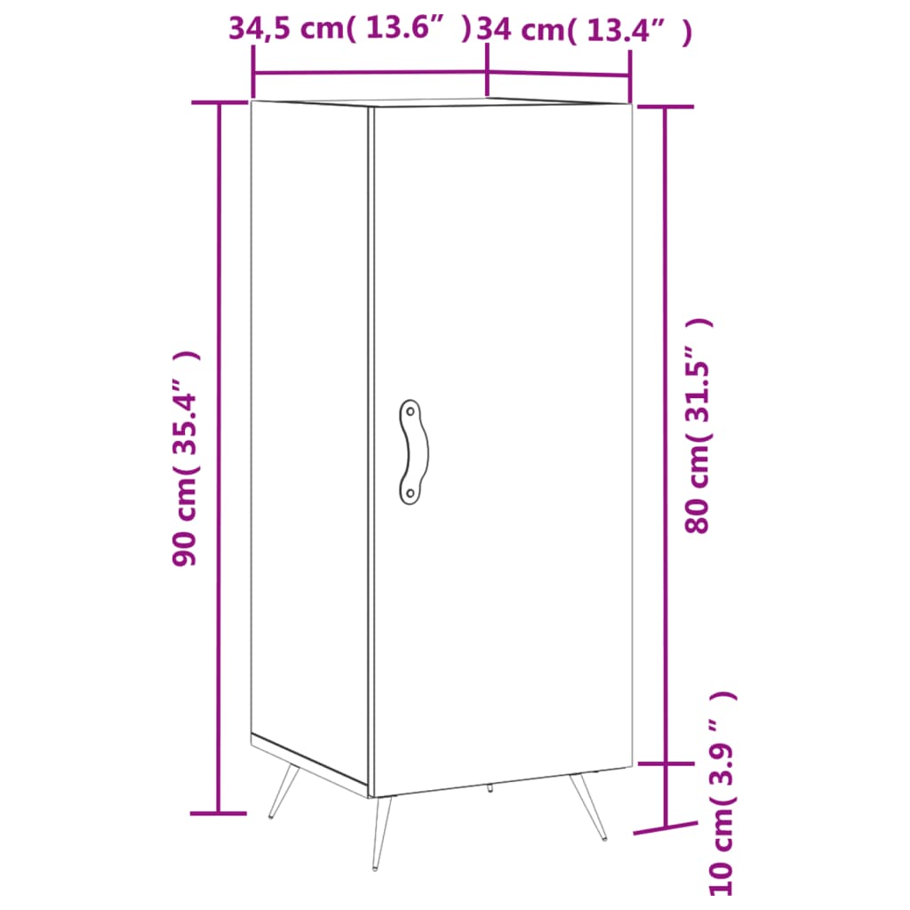 vidaXL Příborník bílý s vysokým leskem 34,5x34x90 cm kompozitní dřevo